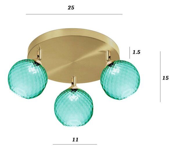 Plafoniera faretti due p universe 2719 pl3 e14 led spot vetro verde orientabili - Due P Illuminazione