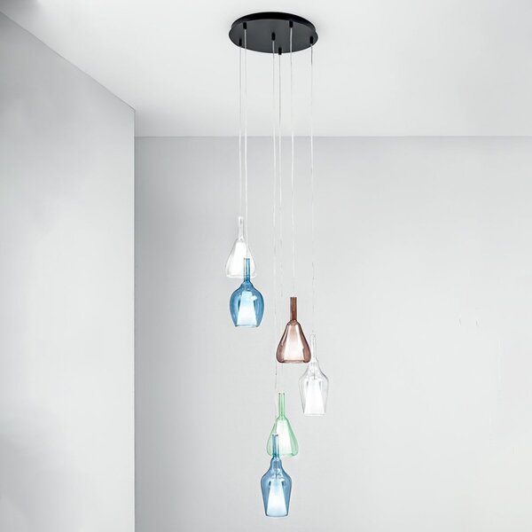 Lampadario moderno gea luce ofelia mini g9 s6 led metallo vetro multicolor lampada soffitto - Gea Luce