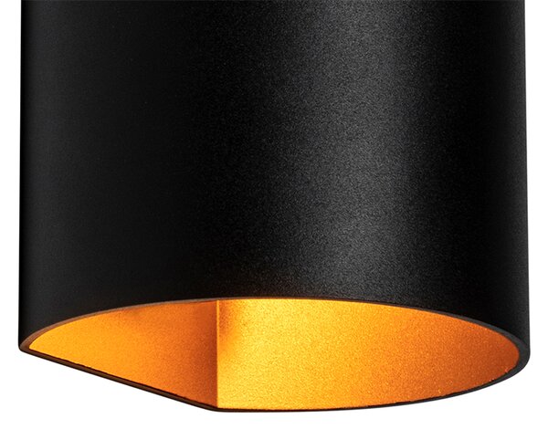 Applique da parete moderna nera con ottone - Sabbio