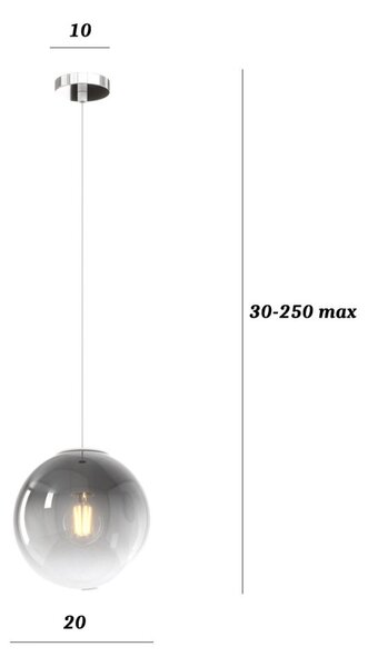 Lampadario moderno top light big eclipse 1194 cr s20 fu e27 led vetro soffiato lampada soffitto sfera globo - Top Light