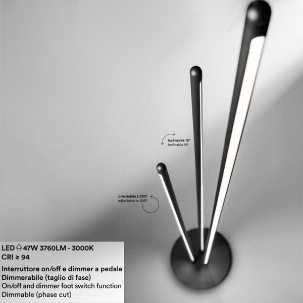 Piantana moderna perenz illumina twins 8057 b lc led dimmerabile orientabile inclinabile terra - Perenz