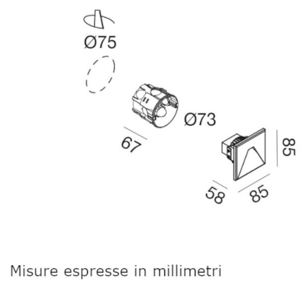 Faretto segnapasso gea led gfa1421 led alluminio incasso parete - Gea Led