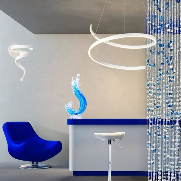 Lampadario moderno redo group scroll 01-4016 01-4018 led cct alluminio sospensione dimmerabile - Redo Group