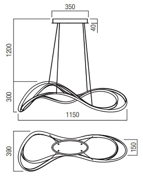 Lampadario led redo group tempest 01-3597 01-3599 4060lm 3000k lampada soffitto sospensione moderna dimmerabile - Redo Group