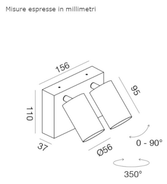 Applique esterno gea led ges2073 led ip65 bianco alluminio spot orientabile moderno - Gea Led