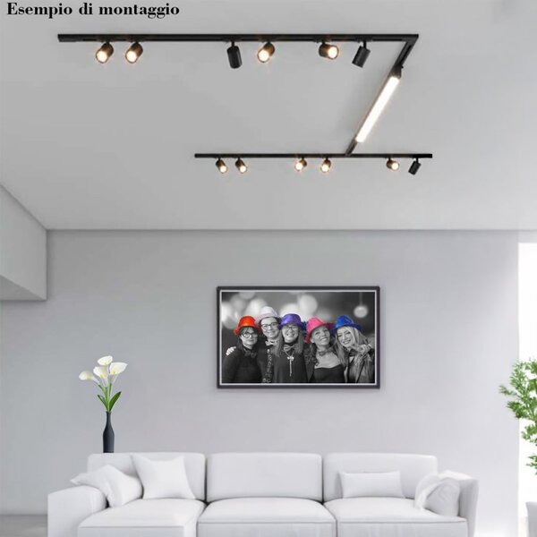 Binario top light mono 1203 s1ot+yari or 300 n gu10 led lampada soffitto faretti orientabili moderno - Top Light