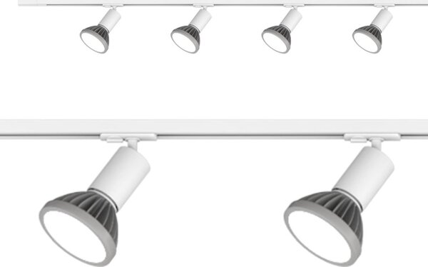 Binario top light mono amoskit 300 bi bianco e27 led lampada soffitto faretti spot orientabili moderno - Top Light