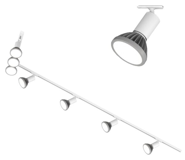 Binario top light mono amoskit 300l bianco e27 led lampada soffitto faretti spot orientabili moderno - Top Light