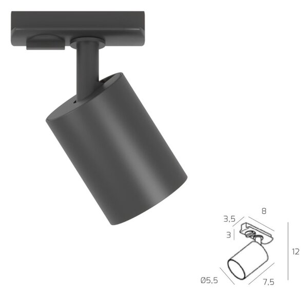 Binario top light mono mixkit 200 n ne gu10 led modulo integrato 4000k lampada soffitto faretti yari orientabili moderno - Top Light