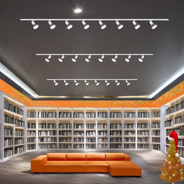 Binario top light mono amoskit 300 bi bianco e27 led lampada soffitto faretti spot orientabili moderno - Top Light