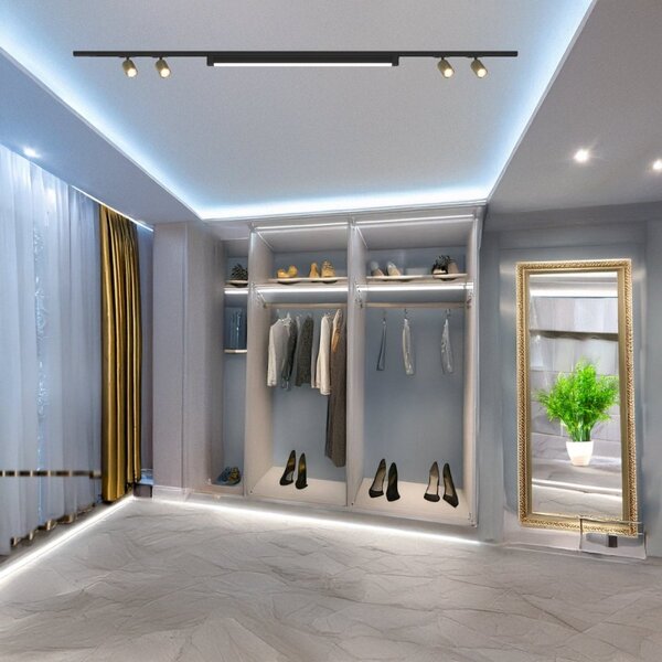 Binario top light mono mixkit 200 n or oro gu10 led modulo integrato 4000k faretti yari orientabili moderno classico - Top Light
