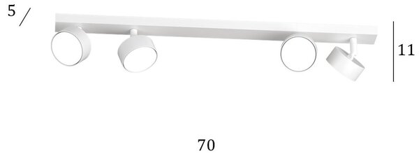 Binario top light edra 1210 4 bi gx53 led lampada soffitto parete moderna faretti orientabili - Top Light