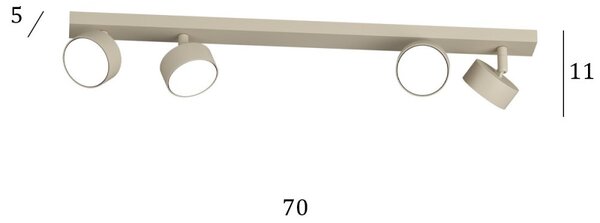 Binario top light edra 1210 4 sa gx53 led lampada soffitto parete moderna faretti orientabili - Top Light