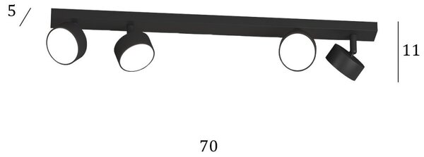 Binario top light edra 1210 4 ne gx53 led lampada soffitto parete moderna faretti orientabili - Top Light