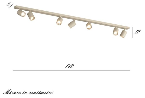 Binario top light kora 1208 7 sa gu10 led lampada soffitto parete moderna faretti orientabili - Top Light