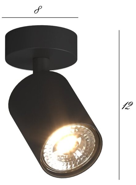 Spot top light kora 1208 1 ne gu10 led lampada parete soffitto moderna faretto nero orientabile - Top Light