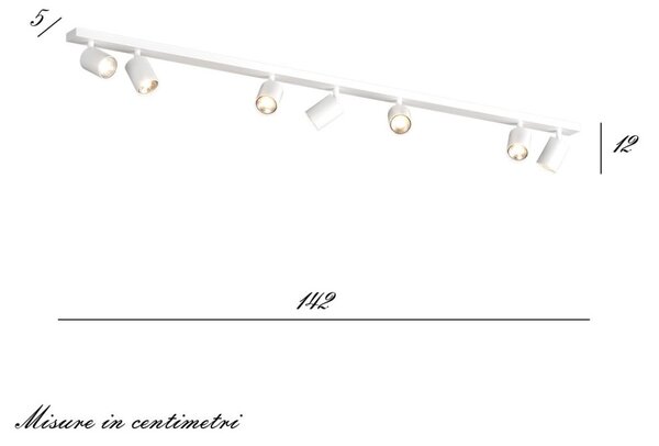 Binario top light kora 1208 7 bi gu10 led lampada soffitto parete moderna faretti orientabili - Top Light