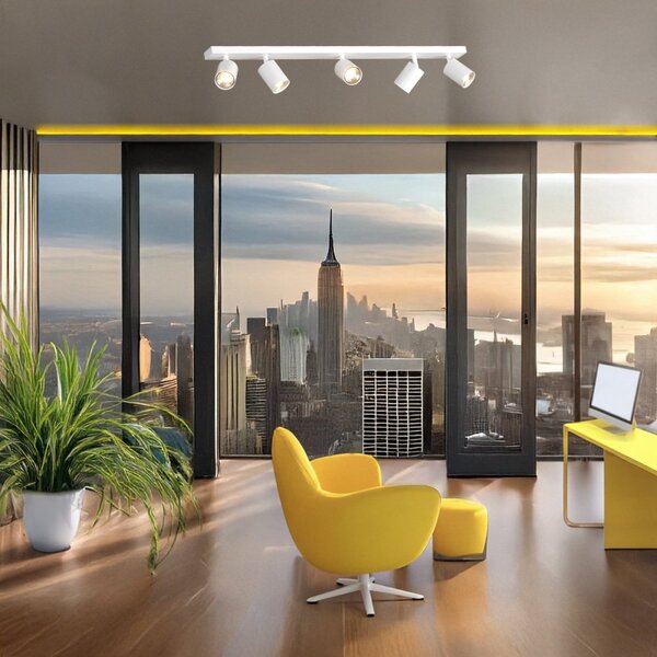 Binario top light kora 1208 5 bi gu10 led lampada soffitto parete moderna faretti orientabili - Top Light