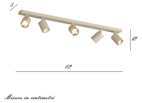 Binario top light kora 1208 5 sa gu10 led lampada soffitto parete moderna faretti orientabili - Top Light