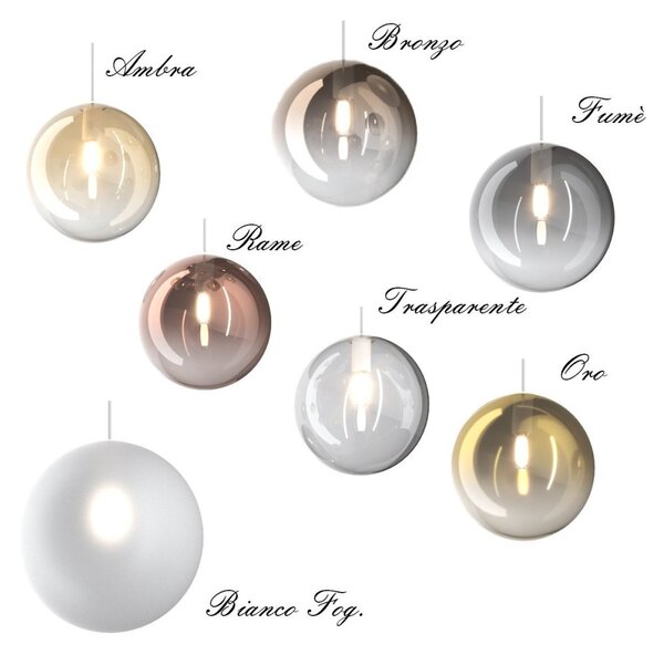 Lampadario top light eclipse 1184 bi s2 s am g9 led vetro sfera ambra - Top Light