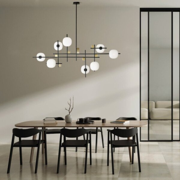Lampadario moderno miloox lingotto 1744 351 g9 led metallo vetro - Miloox