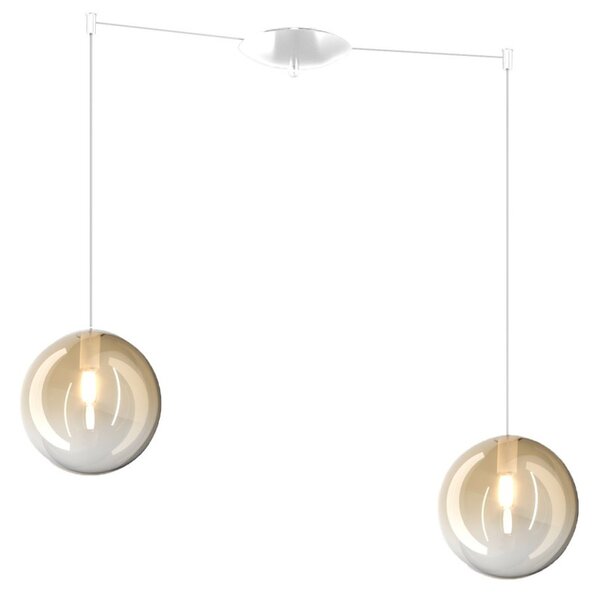 Lampadario top light eclipse 1184 bi s2 s am g9 led vetro sfera ambra - Top Light