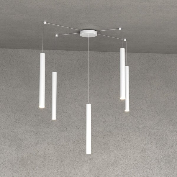 Lampadario top light round tube 1174 s5 gu10 led cilindro metallo moderno - Top Light