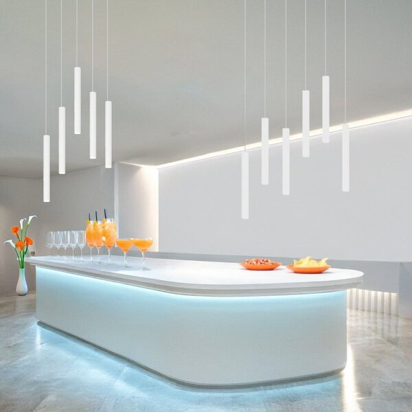 Lampadario top light round tube 1174 s5 gu10 led cilindro metallo moderno - Top Light