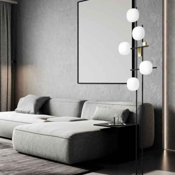 Piantana moderna miloox lingotto 1744 345 g9 led dimmerabile metallo vetro - Miloox