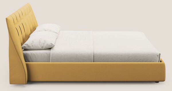 Clizia letto imbottito di design con vano contenitore in ecopelle impe