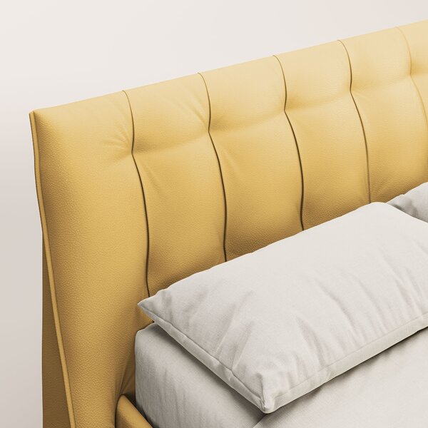 Clizia letto imbottito di design con vano contenitore in ecopelle impe