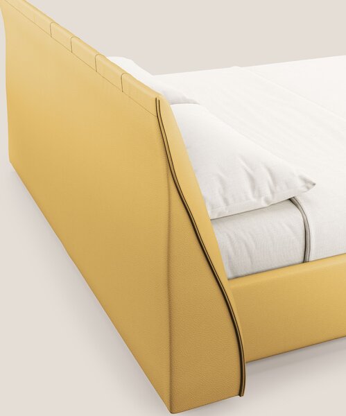 Clizia letto imbottito di design con vano contenitore in ecopelle impe
