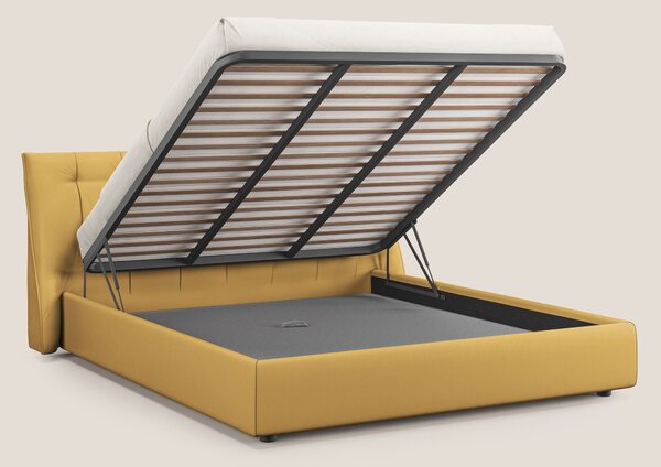 Clizia letto imbottito di design con vano contenitore in ecopelle impe