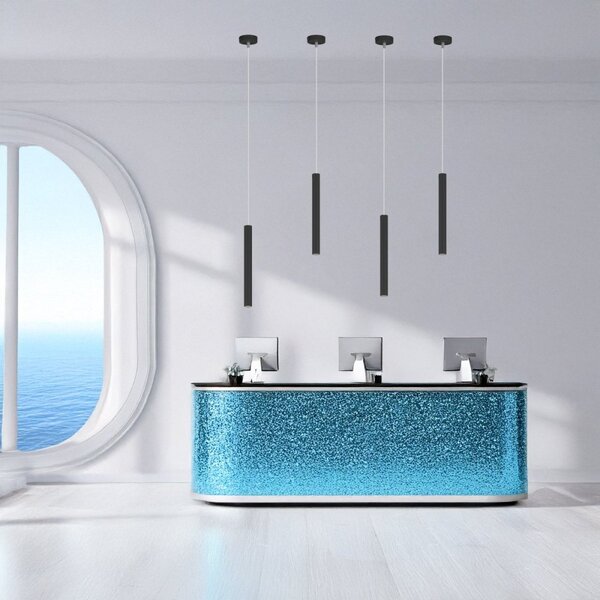 Lampadario top light round tube 1174 s1 gu10 led cilindro metallo moderno - Top Light