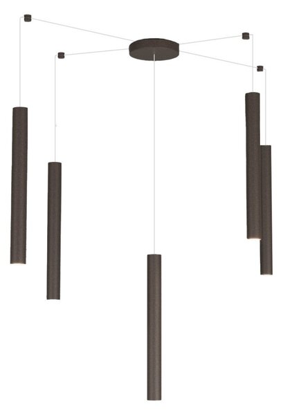 Lampadario top light round tube 1174 s5 gu10 led cilindro metallo moderno - Top Light