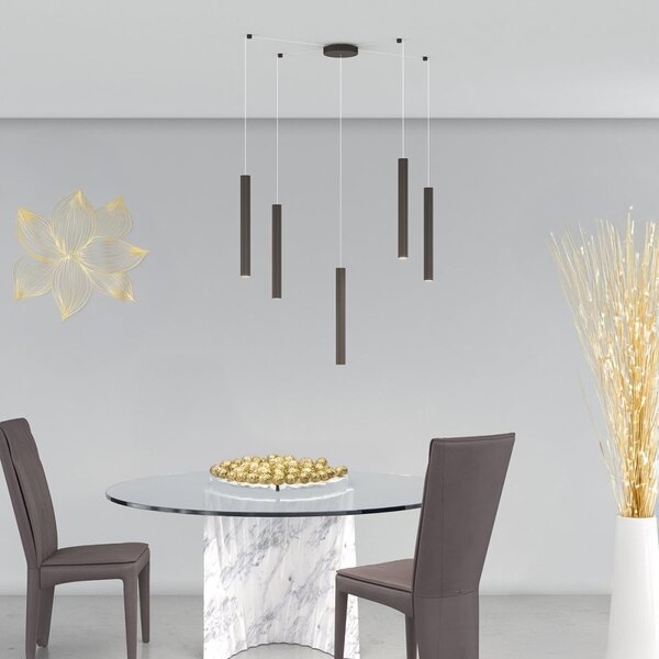 Lampadario top light round tube 1174 s5 gu10 led cilindro metallo moderno - Top Light