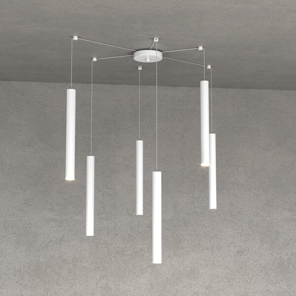 Lampadario top light round tube 1174 s6 gu10 led cilindro metallo classico moderno - Top Light