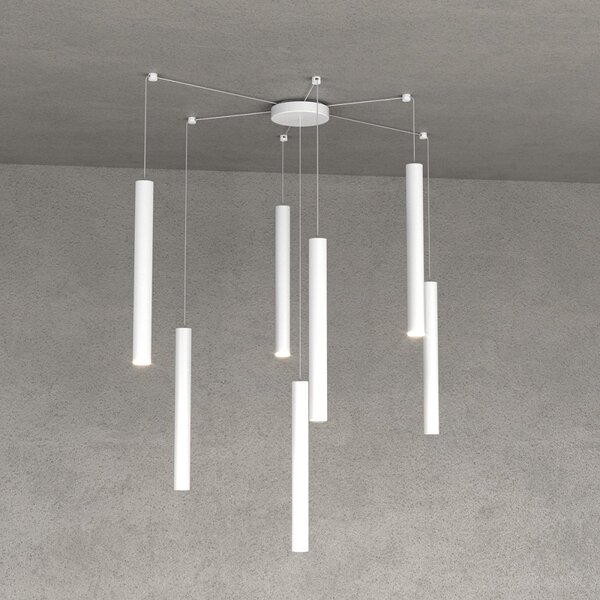 Lampadario top light round tube 1174 s7 gu10 led cilindro metallo classico moderno - Top Light