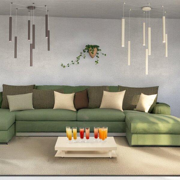 Lampadario top light round tube 1174 s7 gu10 led cilindro metallo classico moderno - Top Light