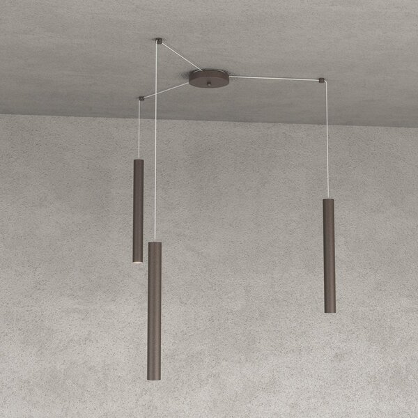 Lampadario top light round tube 1174 s3 gu10 led cilindro metallo moderno - Top Light