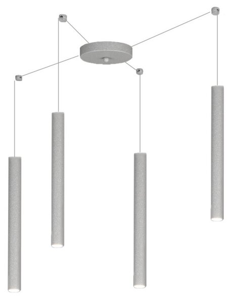 Lampadario top light round tube 1174 s4 gu10 led cilindro metallo moderno - Top Light