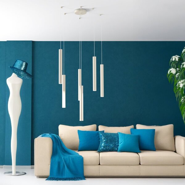 Lampadario top light round tube 1174 s6 gu10 led cilindro metallo classico moderno - Top Light