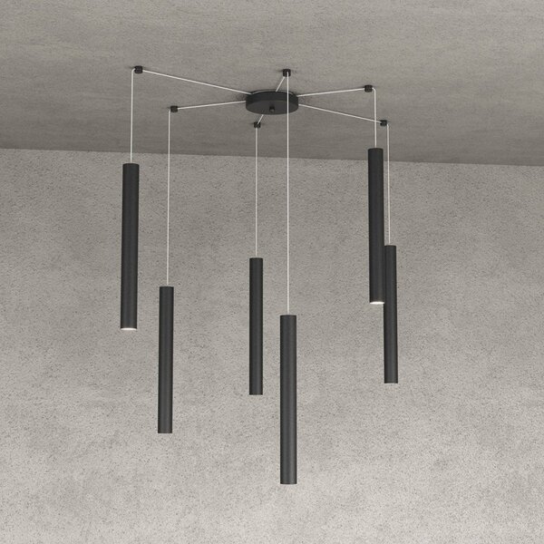 Lampadario top light round tube 1174 s6 gu10 led cilindro metallo classico moderno - Top Light