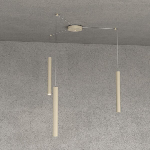 Lampadario top light round tube 1174 s3 gu10 led cilindro metallo moderno - Top Light