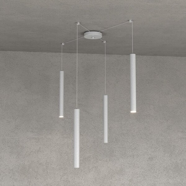 Lampadario top light round tube 1174 s4 gu10 led cilindro metallo moderno - Top Light