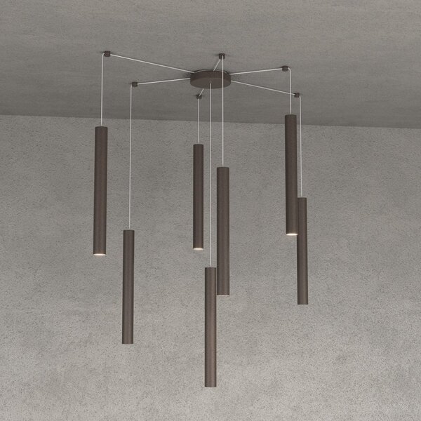 Lampadario top light round tube 1174 s7 gu10 led cilindro metallo classico moderno - Top Light