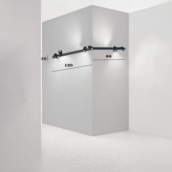 Binario faretti perenz snodo 8292n 8290n 8296 gu10 led sistema modulare angolare esterno spot orientabili - Perenz