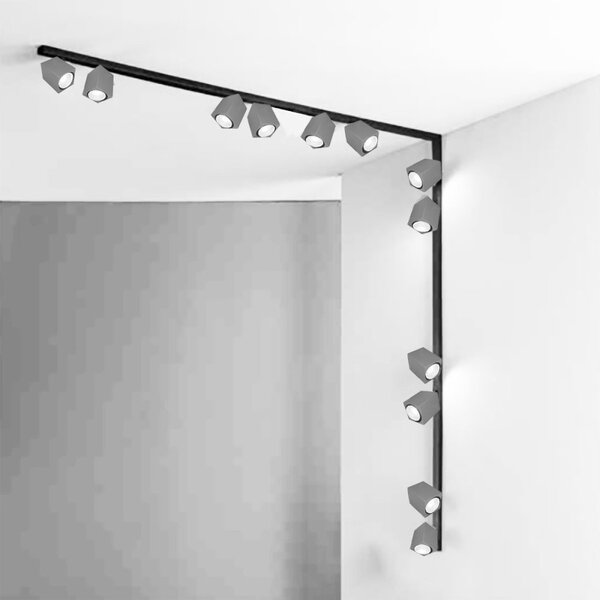 Binario faretti perenz snodo 8292n 8290n 8294 gu10 led sistema modulare angolare interno spot quadrato orientabili - Perenz