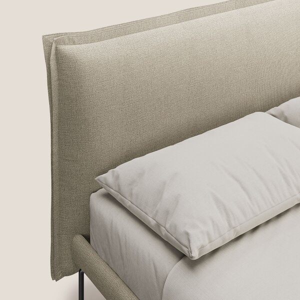 Eric letto imbottito design minimal in morbido tessuto impermeabile T1