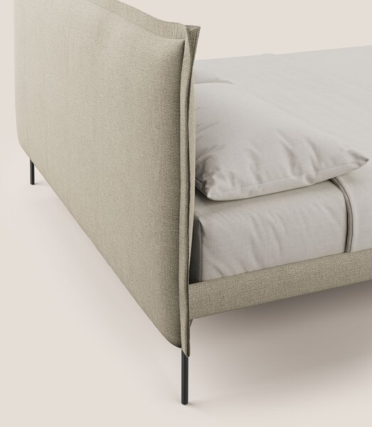 Eric letto imbottito design minimal in morbido tessuto impermeabile T1